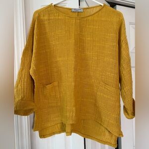 Women's Linen Blend Mustard Top